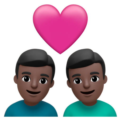 Emoji Cặp đôi với trái tim: đàn ông, đàn ông, màu da tối 👨🏿‍❤‍👨🏿 dạng 3D