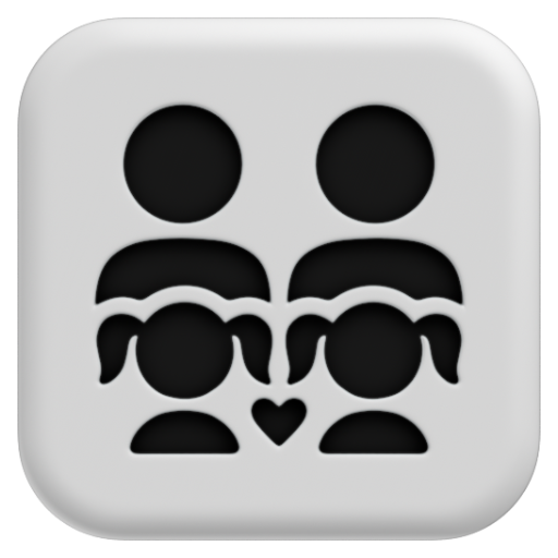 Emoji Gia đình: đàn ông, đàn ông, con gái, con gái 👨‍👨‍👧‍👧 dạng 3D