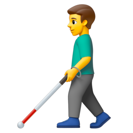 Emoji Người đàn ông với gậy dò đường 👨‍🦯 dạng 3D