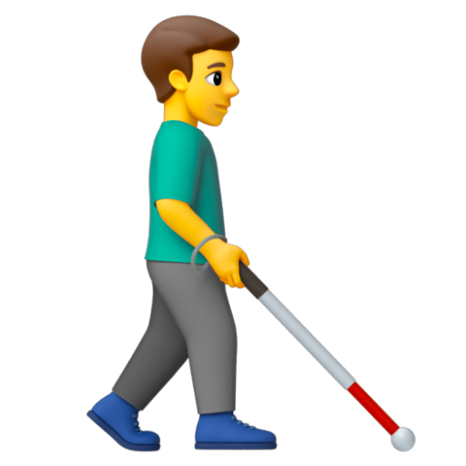 Emoji Người đàn ông với gậy dò đường: hướng sang phải 👨‍🦯‍➡ dạng 3D