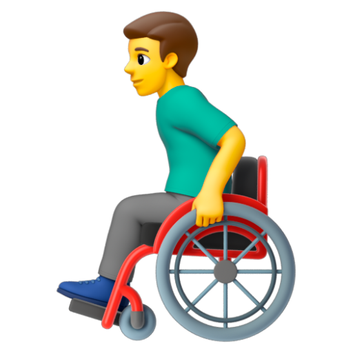 Emoji Người đàn ông trên xe lăn tay 👨‍🦽 dạng 3D