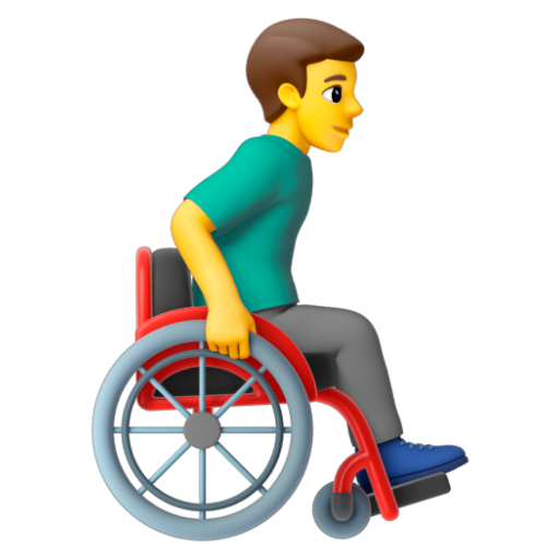 Emoji Người đàn ông trên xe lăn tay: hướng sang phải 👨‍🦽‍➡ dạng 3D