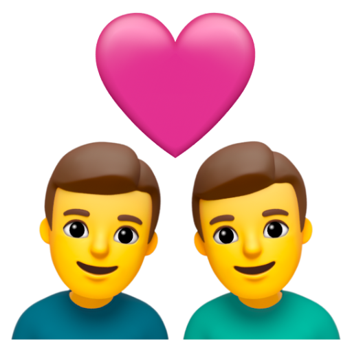 Emoji Cặp đôi với trái tim: đàn ông, đàn ông 👨‍❤‍👨 dạng 3D