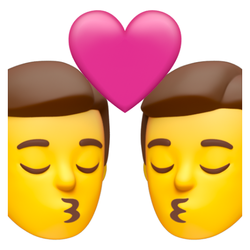 Emoji Nụ hôn: đàn ông, đàn ông 👨‍❤‍💋‍👨 dạng 3D