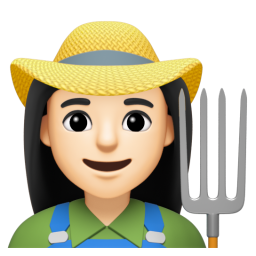 Emoji Nông dân nữ: màu da sáng 👩🏻‍🌾 dạng 3D