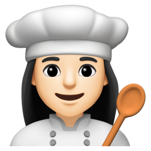 Emoji Đầu bếp nữ: màu da sáng 👩🏻‍🍳 dạng 3D