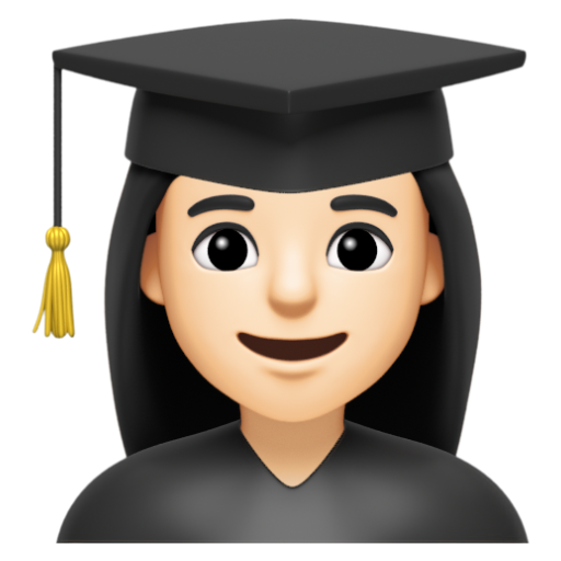 Emoji Sinh viên nữ: màu da sáng 👩🏻‍🎓 dạng 3D