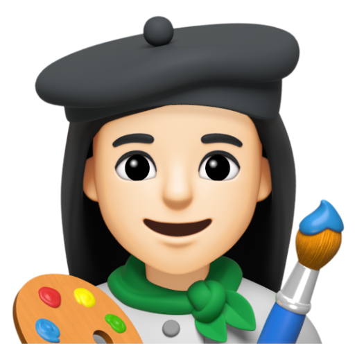 Emoji Họa sĩ nữ: màu da sáng 👩🏻‍🎨 dạng 3D