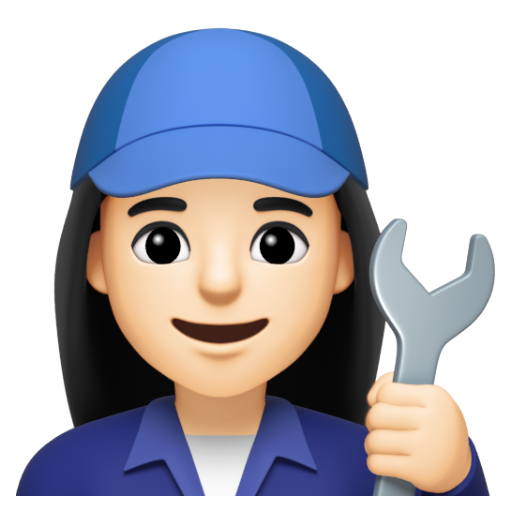 Emoji Thợ máy nữ: màu da sáng 👩🏻‍🔧 dạng 3D