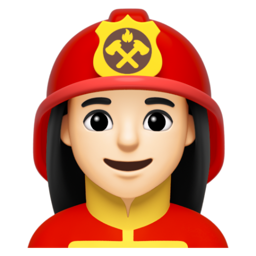 Emoji Lính cứu hỏa nữ: màu da sáng 👩🏻‍🚒 dạng 3D