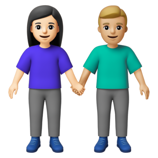 Emoji Người đàn ông và phụ nữ nắm tay: màu da sáng, màu da sáng trung bình 👩🏻‍🤝‍👨🏼 dạng 3D