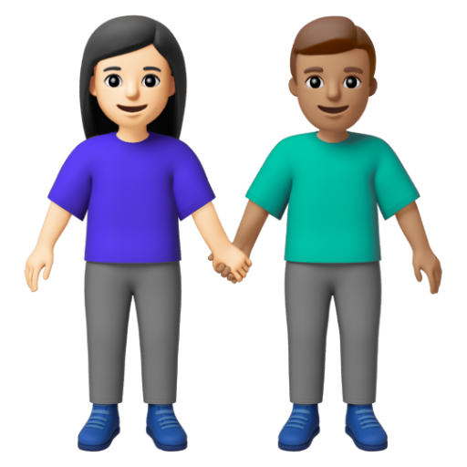 Emoji Người đàn ông và phụ nữ nắm tay: màu da sáng, màu da trung bình 👩🏻‍🤝‍👨🏽 dạng 3D