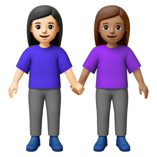 Emoji Hai người phụ nữ nắm tay: màu da sáng, màu da trung bình 👩🏻‍🤝‍👩🏽 dạng 3D