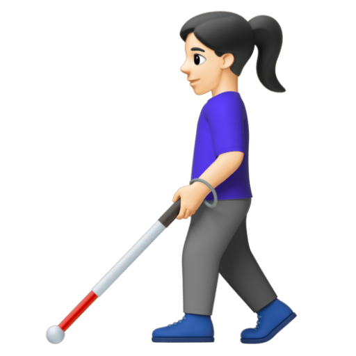 Emoji Người phụ nữ với gậy dò đường: màu da sáng 👩🏻‍🦯 dạng 3D