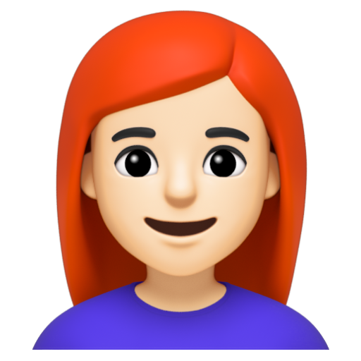 Emoji Phụ nữ: màu da sáng, tóc đỏ 👩🏻‍🦰 dạng 3D