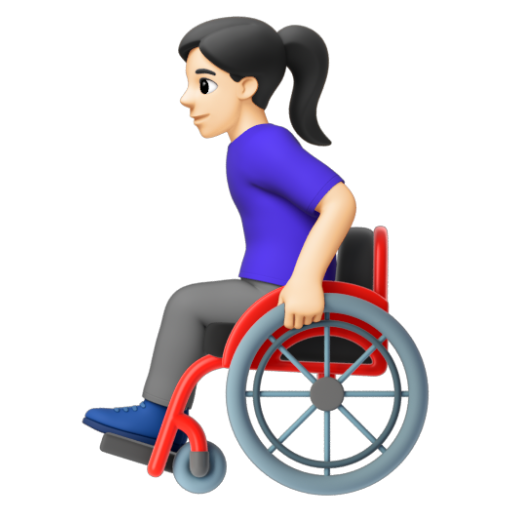 Emoji Người phụ nữ trên xe lăn tay: màu da sáng 👩🏻‍🦽 dạng 3D