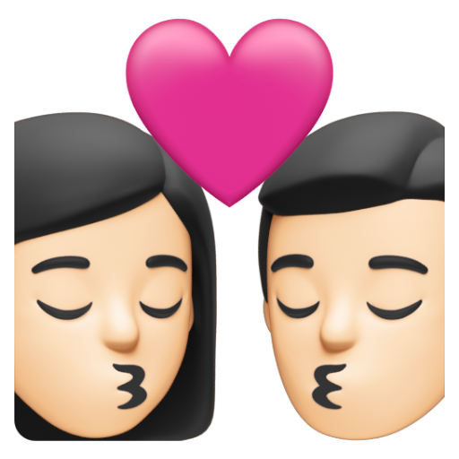 Emoji Nụ hôn: phụ nữ, đàn ông, màu da sáng 👩🏻‍❤‍💋‍👨🏻 dạng 3D