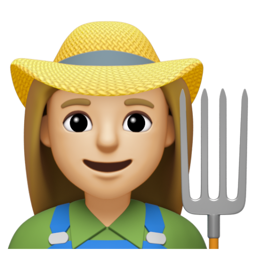 Emoji Nông dân nữ: màu da sáng trung bình 👩🏼‍🌾 dạng 3D