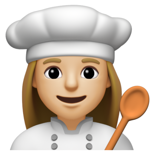 Emoji Đầu bếp nữ: màu da sáng trung bình 👩🏼‍🍳 dạng 3D