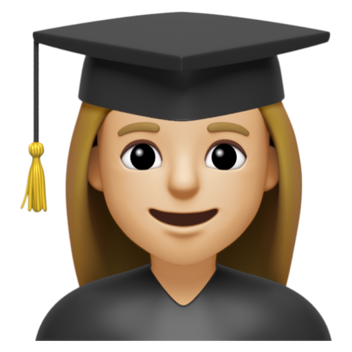 Emoji Sinh viên nữ: màu da sáng trung bình 👩🏼‍🎓 dạng 3D