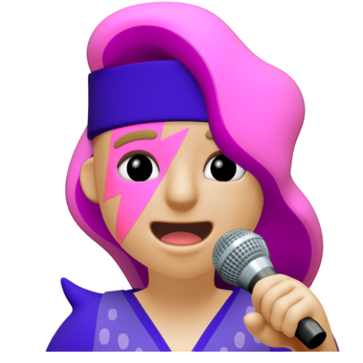 Emoji Nữ ca sĩ: màu da sáng trung bình 👩🏼‍🎤 dạng 3D