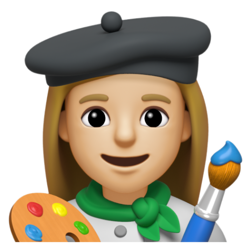 Emoji Họa sĩ nữ: màu da sáng trung bình 👩🏼‍🎨 dạng 3D