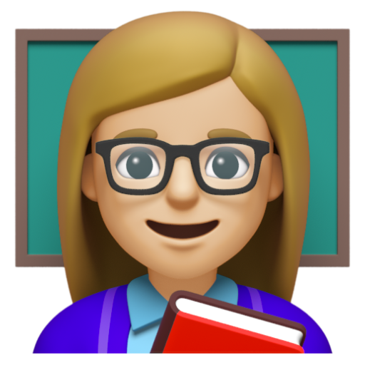 Emoji Giáo viên nữ: màu da sáng trung bình 👩🏼‍🏫 dạng 3D