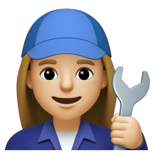 Emoji Thợ máy nữ: màu da sáng trung bình 👩🏼‍🔧 dạng 3D