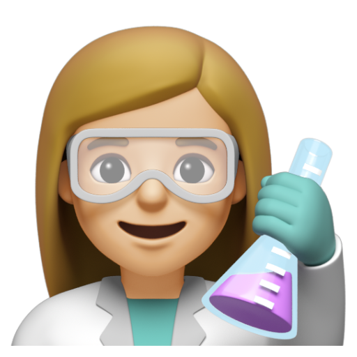 Emoji Nhà khoa học nữ: màu da sáng trung bình 👩🏼‍🔬 dạng 3D