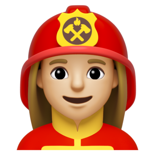 Emoji Lính cứu hỏa nữ: màu da sáng trung bình 👩🏼‍🚒 dạng 3D
