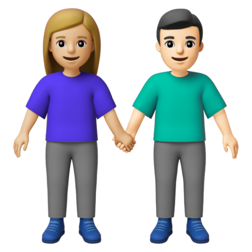 Emoji Người đàn ông và phụ nữ nắm tay: màu da sáng trung bình, màu da sáng 👩🏼‍🤝‍👨🏻 dạng 3D