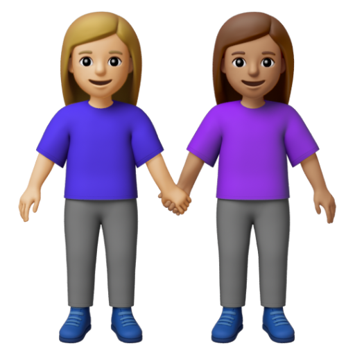 Emoji Hai người phụ nữ nắm tay: màu da sáng trung bình, màu da trung bình 👩🏼‍🤝‍👩🏽 dạng 3D
