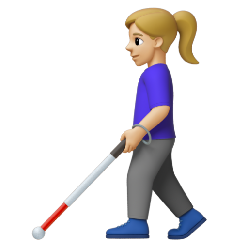 Emoji Người phụ nữ với gậy dò đường: màu da sáng trung bình 👩🏼‍🦯 dạng 3D