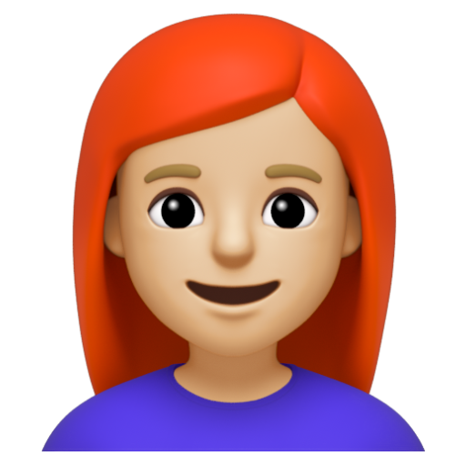 Emoji Phụ nữ: màu da sáng trung bình, tóc đỏ 👩🏼‍🦰 dạng 3D