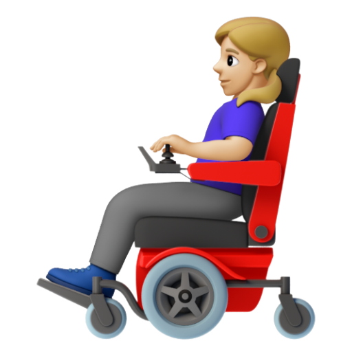 Emoji Người phụ nữ trên xe lăn điện: màu da sáng trung bình 👩🏼‍🦼 dạng 3D