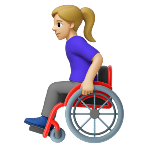 Emoji Người phụ nữ trên xe lăn tay: màu da sáng trung bình 👩🏼‍🦽 dạng 3D