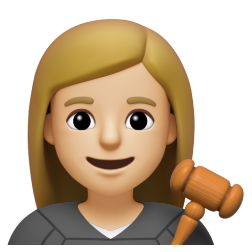 Emoji Thẩm phán nữ: màu da sáng trung bình 👩🏼‍⚖ dạng 3D