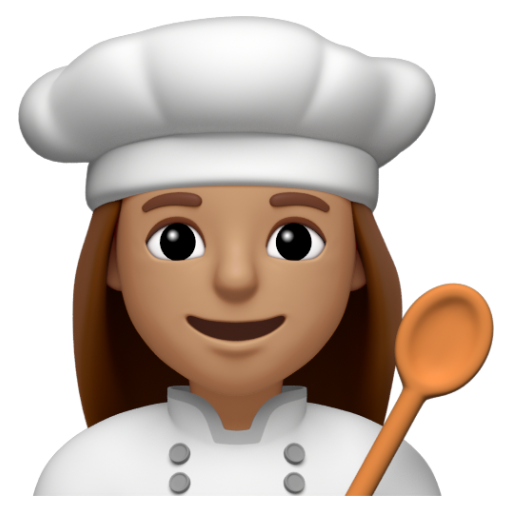 Emoji Đầu bếp nữ: màu da trung bình 👩🏽‍🍳 dạng 3D