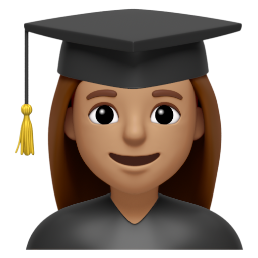 Emoji Sinh viên nữ: màu da trung bình 👩🏽‍🎓 dạng 3D