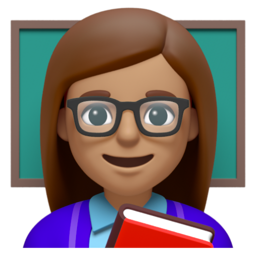 Emoji Giáo viên nữ: màu da trung bình 👩🏽‍🏫 dạng 3D
