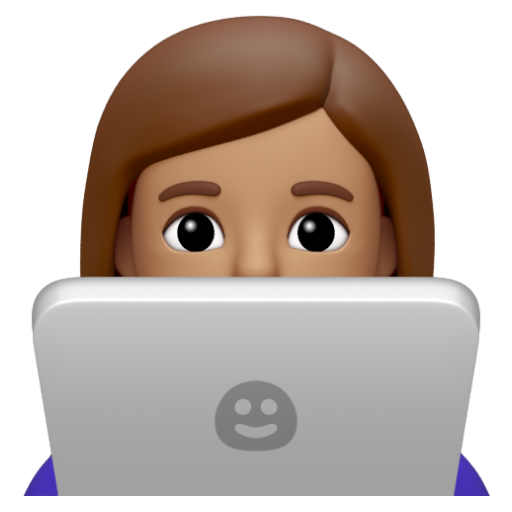 Emoji Kỹ sư công nghệ nữ: màu da trung bình 👩🏽‍💻 dạng 3D
