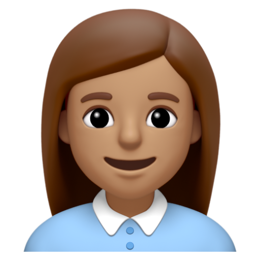 Emoji Nhân viên văn phòng nữ: màu da trung bình 👩🏽‍💼 dạng 3D