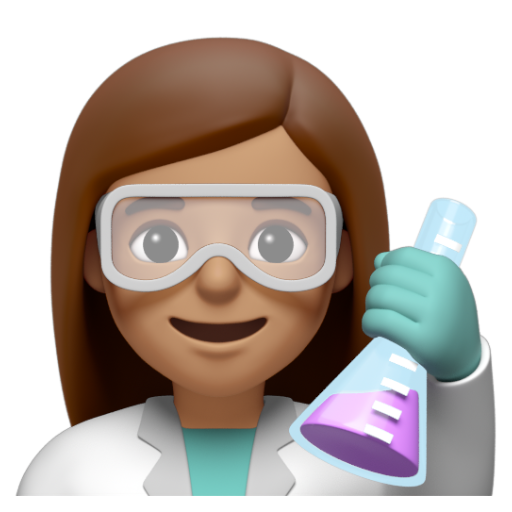 Emoji Nhà khoa học nữ: màu da trung bình 👩🏽‍🔬 dạng 3D