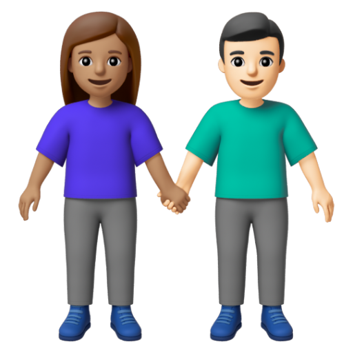 Emoji Người đàn ông và phụ nữ nắm tay: màu da trung bình, màu da sáng 👩🏽‍🤝‍👨🏻 dạng 3D
