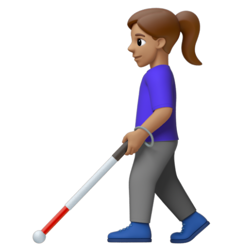 Emoji Người phụ nữ với gậy dò đường: màu da trung bình 👩🏽‍🦯 dạng 3D