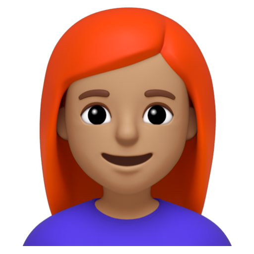 Emoji Phụ nữ: màu da trung bình, tóc đỏ 👩🏽‍🦰 dạng 3D