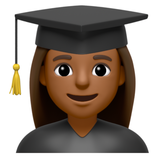 Emoji Sinh viên nữ: màu da tối trung bình 👩🏾‍🎓 dạng 3D