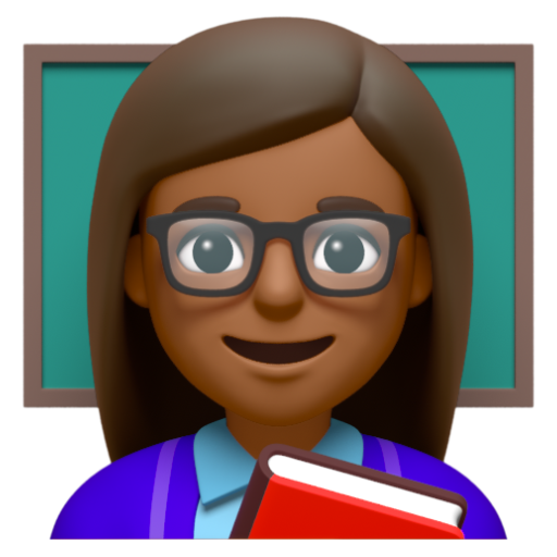 Emoji Giáo viên nữ: màu da tối trung bình 👩🏾‍🏫 dạng 3D