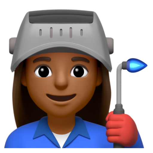 Emoji Công nhân nhà máy nữ: màu da tối trung bình 👩🏾‍🏭 dạng 3D