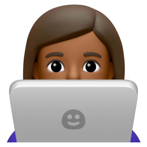 Emoji Kỹ sư công nghệ nữ: màu da tối trung bình 👩🏾‍💻 dạng 3D